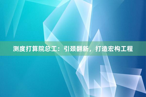 测度打算院总工：引颈翻新，打造宏构工程
